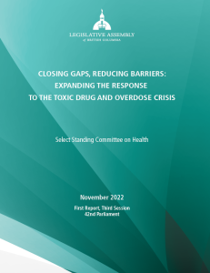Image of the report cover for Closing Gaps, Reducing Barriers: Expanding the response to the toxic drug and overdose crisis
