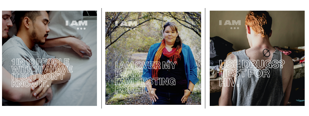 Photo triptych promoting HIV self-testing.