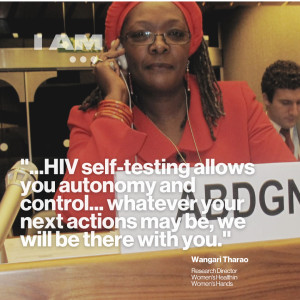 Advocate Wangari promotes HIV self-testing.